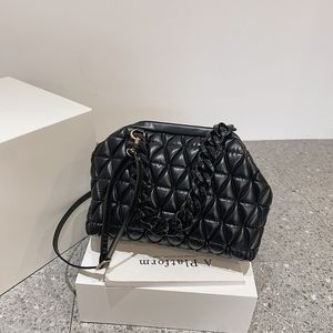 Women Fashion Thick Chain Decoration Rhombus Stitching Design Solid Color